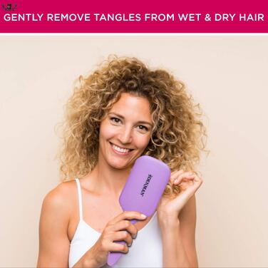 Щітка для розплутування волосся Denman Tangle Tamer Ultra D90L, paddle-браш для кучерявого та натурального волосся, для вологого та сухого використання (Ліловий)