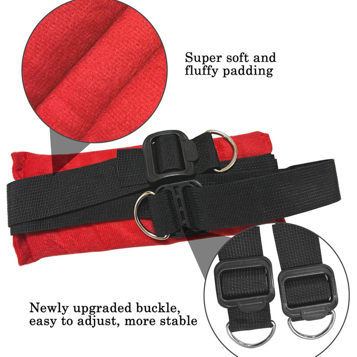 Любовне крісло-гойдалка BDSM Deluxe для дорослих, червоне: комплект з кріпленням до стелі, 4 широкі подушки, 3 пенісні кільця, батог, витримує до 150 кг