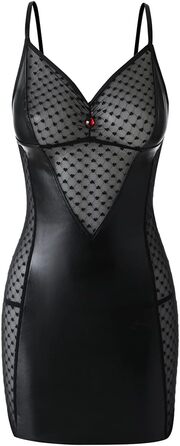 Сукня EROMATE для жінок: облягаюча міні з ефектом мокрого блиску, штучна шкіра, S-M, чорна