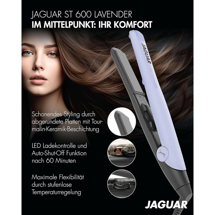 Професійний випрямляч для волосся JAGUAR ST600 Black з регулюванням температури та підпружиненими пластинами для випрямлення та завивки