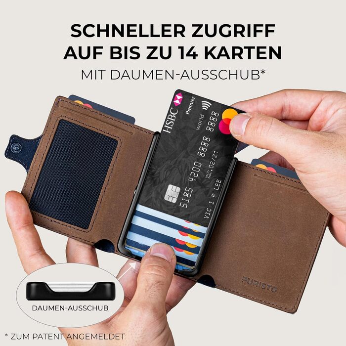 Шкіряний мінімалістичний гаманець KLIK Slim з монетницею та RFID-захистом для чоловіків, відділення для 10-12 карт та AirTag (Коричневий вінтаж)