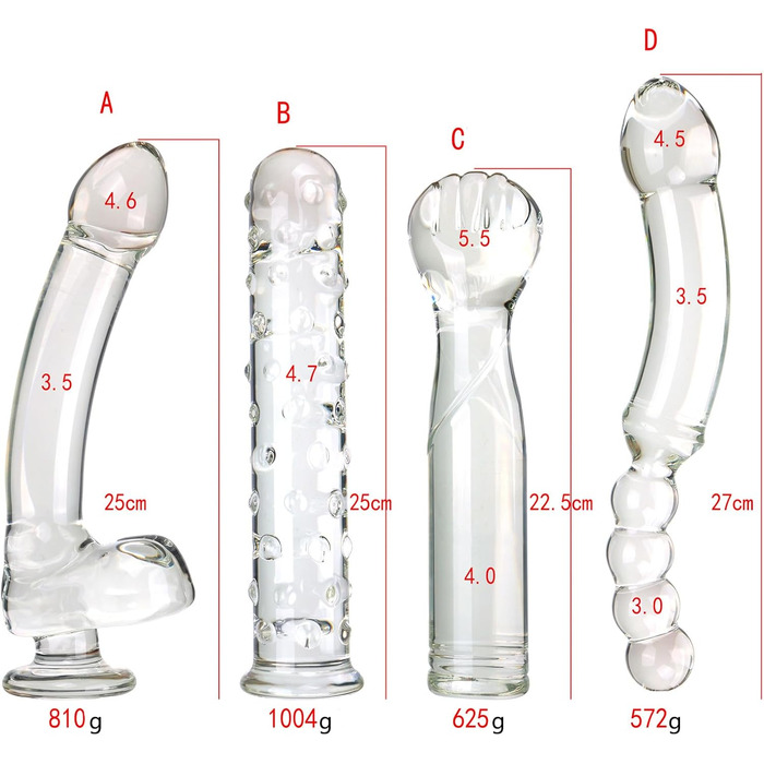 Анальний масажер з кристалу Hrekssi Glas Dildo – 4 стилі, стимулятор G-точки, для жінок та чоловіків