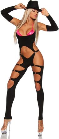 Чорний жіночий боді-комбінезон Saresia з рукавчиками, тягнеться, непрозорий, еротичний, універсальний розмір