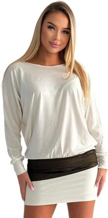 Сукня святкова Daen з блискітками, туніка-светр, розміри S-XXL (кремовий)