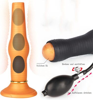 Надувний силіконовий анусный плагін Soarvlorfy – великий овипозитор, бутплъг з отвором, надувні анальні кулі, дилататор, мастурбатор для дорослих (жінок та чоловіків), золотий колір