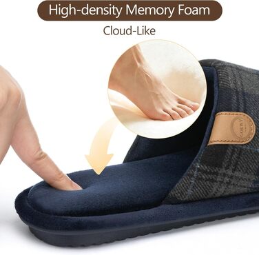 Чоловічі домашні капці GOEWY з ефектом пам'яті (Memory Foam), відкриті пальці, дихаючі та протиковзкі, сині, розмір 42/43 EU