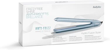 Випрямляч для волосся BaByliss Hydro Fusion ST573E з технологією Dual-Ion, ефект проти пухнастості, 5 режимів температури, синій