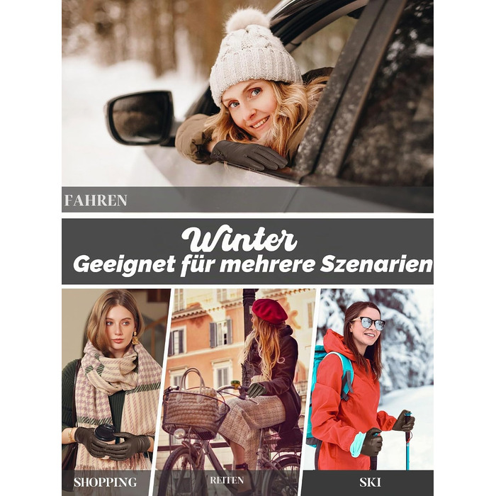 Жіночі шкіряні рукавички GSG SINCE 1998 з підкладкою, натуральна шкіра, коричневий колір, розмір S