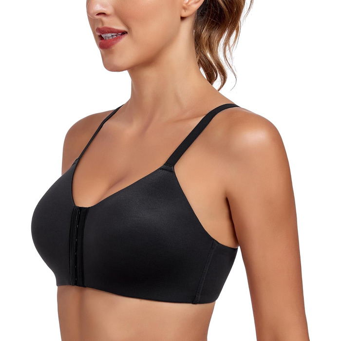 Леморосі: Безшовний бюстгальтер без кісточок, мультивей, на спинку, з можливістю застібання спереду, великі розміри, надійний, повний об'єм, комфортний, класичний бралетт для повсякденного носіння (80E, чорний)