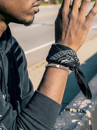 Чоловічий браслет Richsteel Cuban Link зі сталі 316L, ланцюг у стилі хіп-хоп (сріблястий, 5 мм, 23 см) — подарункова упаковка
