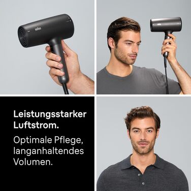 Фен для волосся Braun Haartrockner HD4.2 з дифузором та насадкою для стайлінгу, технологія Super IONTEC, 2100 Вт, 3 температури та 3 швидкості, чорно-сірий, BRHD425E