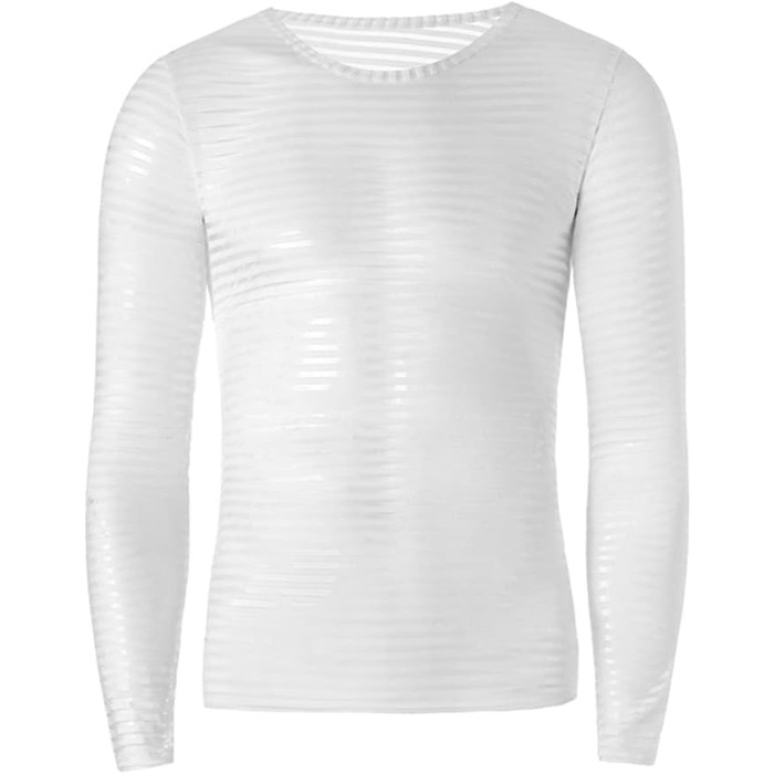 Чоловіча футболка з довгим рукавом, прозора, в смужку, білий колір