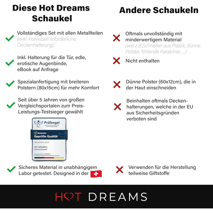 Секс-гойдалка для пари HOT DREAMS® 2-в-1 Liebesschaukel: 360° обертання, до 200 кг, для стелі та дверей – преміум якість