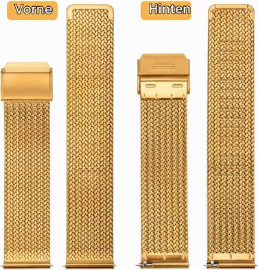Металевий ремінець для годинника T-Strap Mesh (Міланська плетінка) зі сталі, швидкознімний замок, золотий, 16мм