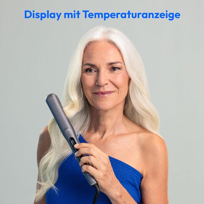 Випрямляч для волосся MEDION HS1 з дисплеєм, 5 рівнів температури (165-210°C), датчиком температури та силіконовим чохлом, чорний