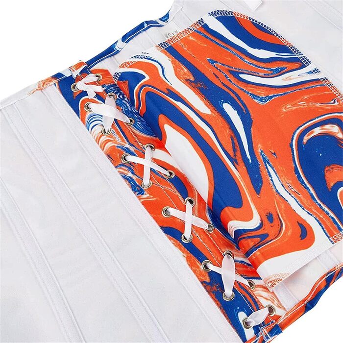 Жіноче корсетне тіло Adelce з квітковим принтом, блакитно-помаранчеве, на шнурівці, вінтажний стиль