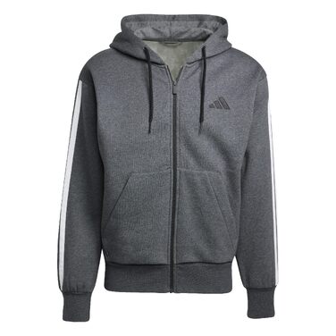 Чоловіча флісова худі на блимавці Adidas Essential Three Stripes, темно-сіра, розмір XXL