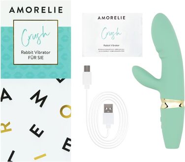 AMORELIE Crush - Вібратор Кролик 18,5 см для жінок | Водостійкий, акумуляторний, зелений