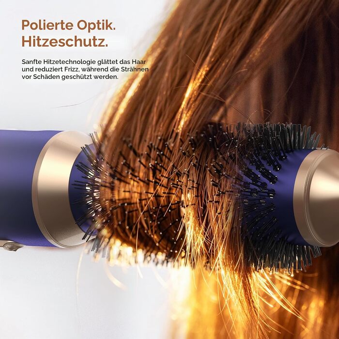 Мультистайлер для волосся 6 в 1 UKLISS Air Styler Set з дифузором, LCD-дисплеєм та насадами для завивки, сушіння та вирівнювання, 1000 Вт, Gold Blue