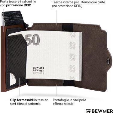 Преміум картхолдер BEWMER — тонкий гаманець для карт з RFID-захистом для жінок та чоловіків, коричневий