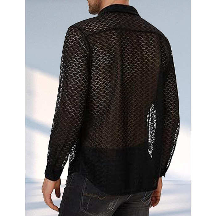 Футболка AIEOE для чоловіків, сітка, прозора, чорна (L)