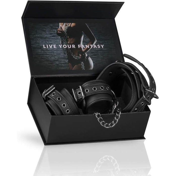 EasyToys Набори наручників з штучної шкіри, регульовані, 80 см, діаметр 11-28 см - для ролей Domina/Dominus