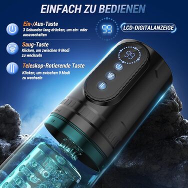 Мастурбатор для чоловіків Pangpangmi з 9 режимами, телескопічною функцією та ротацією - сексуальна іграшка для чоловіків