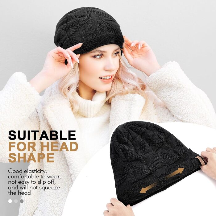 Унісекс в'язана шапка-біні HAMUNI — дихаюча трикотажна шапка Slouch Beanie для жінок та чоловіків, чорно-червона