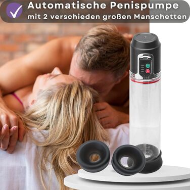 Автоматична вакуумна помпа для збільшення пеніса та покращення ерекції Lovelyness - 8 рівнів, силіконові насадки