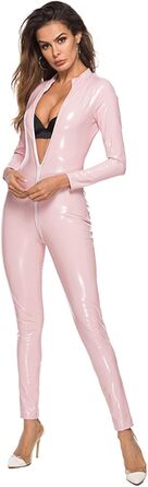 Комбінезон жіночий облягаючий з замком-блискавкою, довгі рукави, рожевий, 3XL