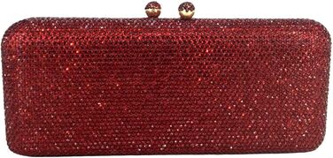 Жіночий вечірній клатч Boutique De FGG з кристалами та стразами для весіль та вечірок, міні-сумка бордового кольору