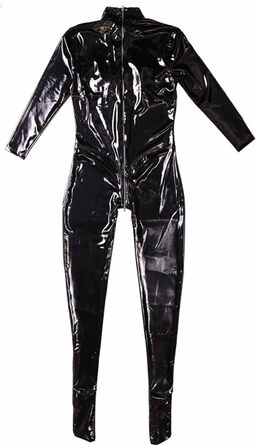 Жіночий комбінезон з латексу, чорний, 3XL: сексуальний образ для вечірок та сцени