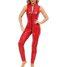 Комбінезон-боді з ефектом вологого блиску для жінок Duohropke. Безрукавний комбінезон з латексу, еластичний, для клубів та вечірок. Розмір M