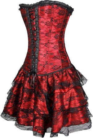 Корсет жіночий з кісточками Overbust, бюстєльє, корсаж, талія, тренажер для талії, формувач талії, топ корсаж, вінтажний, зелений (червоний, XXL)