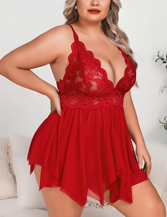 Квіткова нічна сорочка-боді Aranmei для жінок великих розмірів, червона, XXL