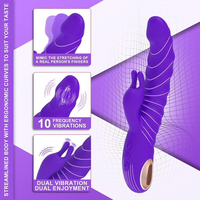 Вібратор для жінок G-Spot з подвійною стимуляцією (кролик), 10 режимів, LZYLWC (фіолетовий)