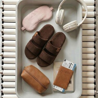 Жіночі домашні капці LongBay з ефектом пам'яті (Memory Foam), відкритий носок, зручні сліпери на двох ремінцях, розмір 38/39 EU, колір кавовий