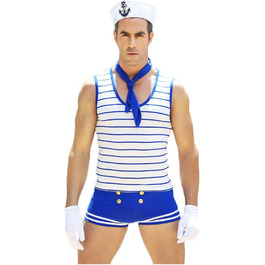 Костюм для чоловіків BlueSpace, сексуальний косплей, уніформа для рольових ігор, спідня білизна для вечірок на Хелловін, білий/розкішний сад