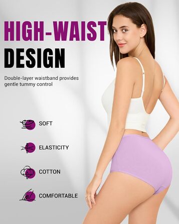 Танстц Спідня білизна для жінок, 5 шт. в упаковці, бавовна, висока талія, дихаючі труси, м'яка жіноча білизна, кольори: червоний, синій, зелений, сірий, чорний (L, світло-блакитний, яскраво-зелений, світло-рожевий, лососевий, світло-фіолетовий)