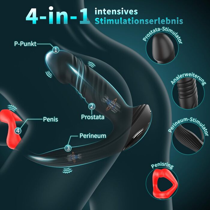 Вібратор для чоловіків для стимуляції простати Timzeit - анальний вібратор, кільце для пеніса з пультом дистанційного керування та додатком, анальний плагін з 9 режимами вібрації та 9 функціями імпульсу. Іграшка для дорослих.