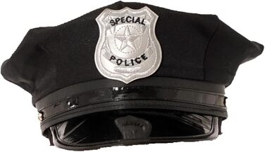 Костюм поліцейського для чоловіків Fldy: комплект з 4 предметів (кепка, шкіряний комбінезон, ефект мокрого блиску, чорний, XL)