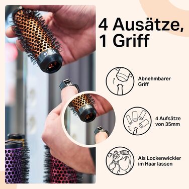 Набір багатофункціональних щіток для завивки волосся Olivia Garden Multibrush Curlers Kit — 4 насадки та знімна ручка для створення локонів та об'єму