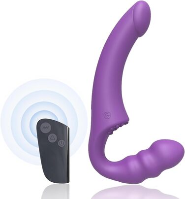 Вібратор для пар з двома головками та пультом керування - 15 режимів, для стимуляції клітора та G-точки, фіолетовий