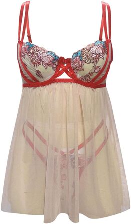 Сексуальна спідня білизна для жінок: комплект, нічна сорочка-бабідол, мереживна спідня білизна, нічне вбрання з V-подібним вирізом, еротична піжама з G-стрінгом, червона спідня білизна для дорослих, костюм для косплею, подарунок на День святого Валентина