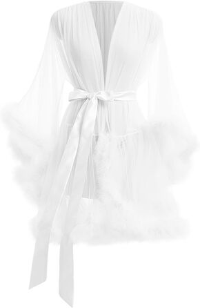 Сексуальна нічна сукня-бабідолл з відкритим промежем, комплект спідньої білизни з інтегрованим бюстгальтером, атласний халат для жінок, білий, розмір M