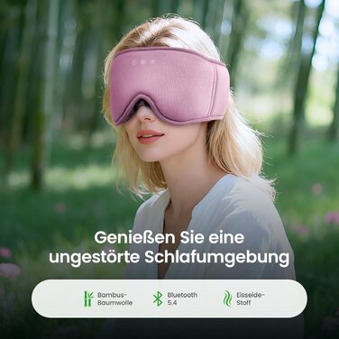 Bluetooth-маска для сну LOVE EYE для тих, хто спить на боці, з ультратонкими навушниками, дихаюча бавовняна тканина, червона