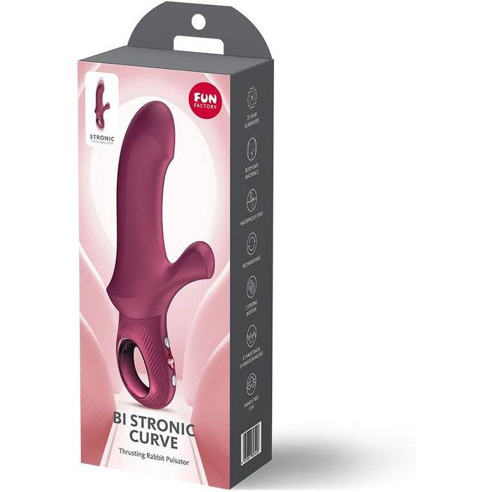 Вібратор для жінок Fun Factory Bi Stronic Curve Bordeaux з G-точкою та стимуляцією клітора, 8 режимів, USB-C, водонепроникний IPX7