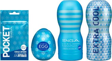 TENGA Cool Series Bundle: Яйце Сніжинка + Cool Cup + Додатковий Cool Cup + Pocket Cold Spark (Масажер для чоловіків)