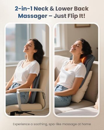 Масажер для шиї та спини COMFIER: Shiatsu 4D розминаючий масажер з підігрівом для ніг та м'язів, чорний