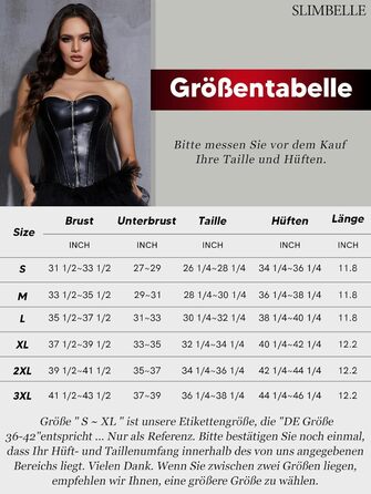 Корсетний топ SLIMBELLE для повних грудей: готичний корсет з мереживом та екошкіри, з тангa, чорний (S)